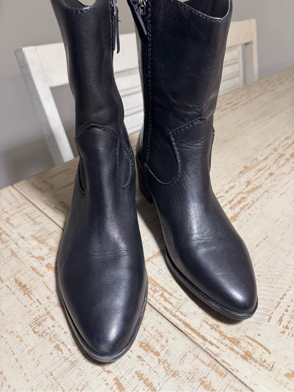 Naturalizer Black Leather Pointed-Toe Mid-Calf Boots Very comfortable 8.5